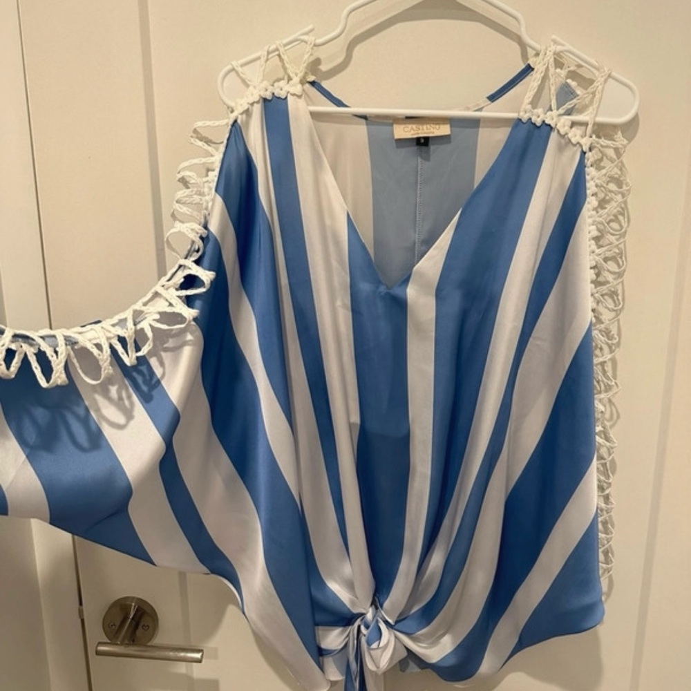 Caslon Blue and White Women's Top